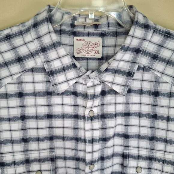 Lucky Brand Shirt Men 2XL Blue‎ Pearl Snap Long Sleeve Western Rodeo Casual - Picture 4 of 12